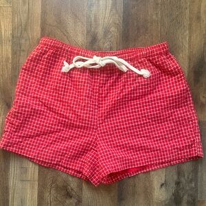 Women's Red Checkered Athletic Shorts